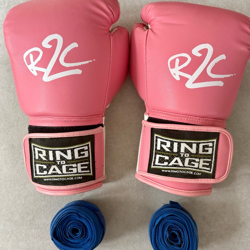 Pink Kick Boxing / Martial Arts Gloves with Wraps